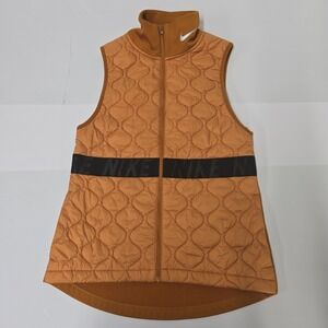Nike AeroLayer‎ Running Vest Womens XS Orange Quilted Puffer Full Zip CU3315-895